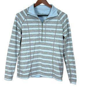 Tommy Bahama Mens Striped Half-Zip Pullover Sweatshirt - Gray & Light Blue *Medi